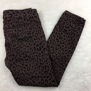 Free People Animal Print Brown Black Crop Jeans 26